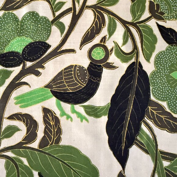 Vintage Kanebo Japanese Peacock and Floral Silk Scarf 32" X 32" - Picture 4 of 15